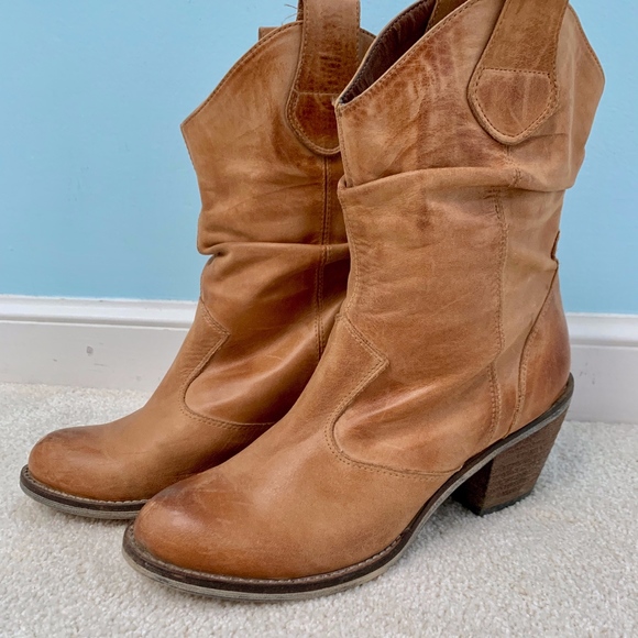 ALDO Shoes - Aldo Brown Leather Slouchy Cowboy Bootie